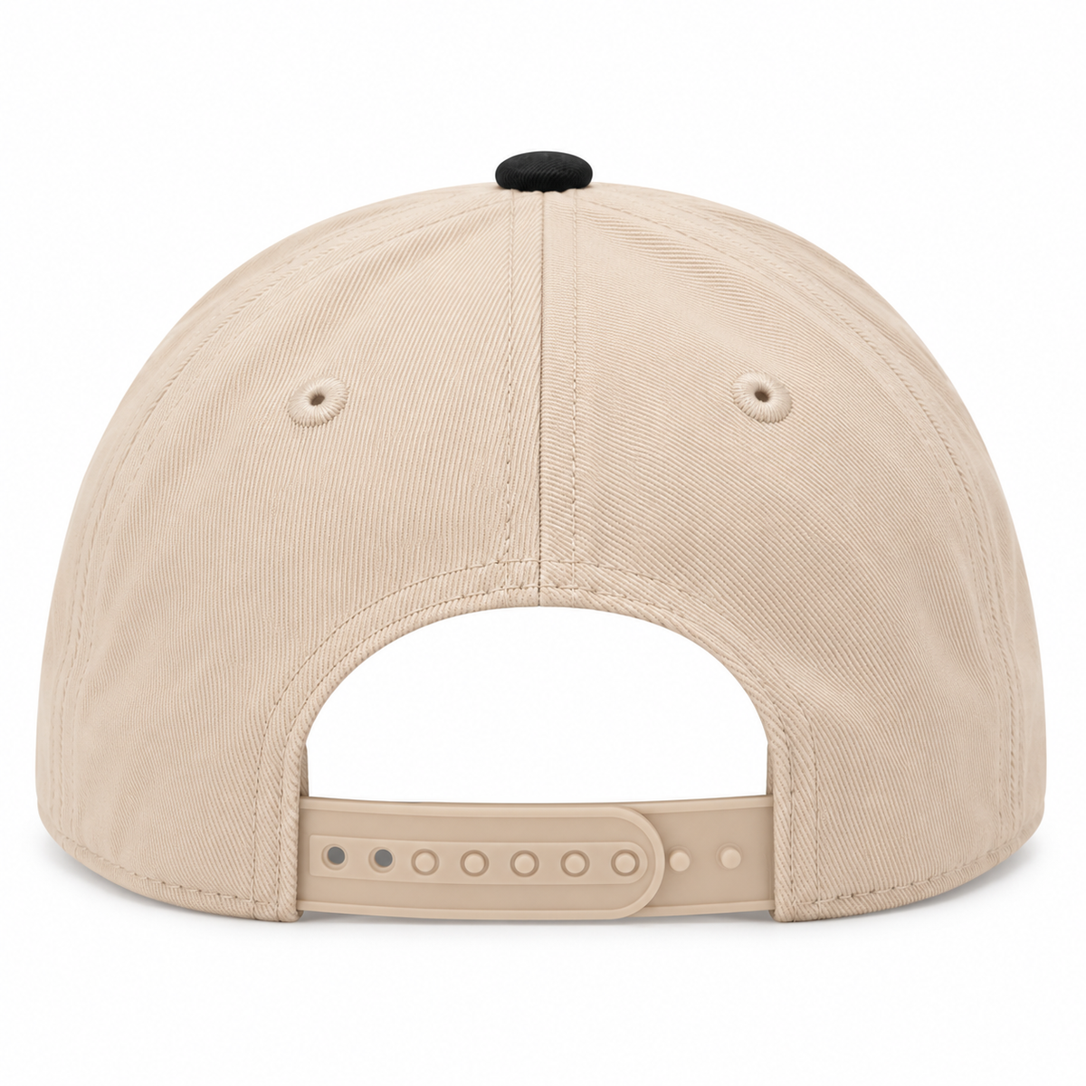 Back view of Bridezilla Baseball Cap showing cream solid back panels and cream snapback closure with black button top on white background
