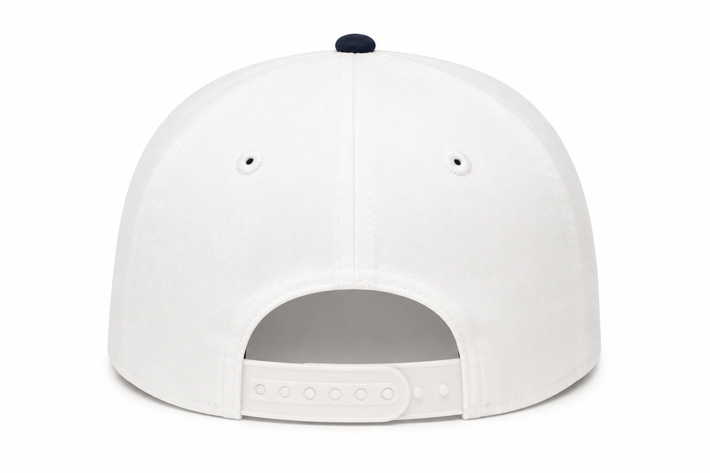 Back view of American Flag Patch Baseball Cap showing solid back panels and adjustable snapback closure, on a white background.

