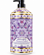 Front detail of Florence Orchid body wash showing the purple floral design, fragrance notes, and 33.8 fl oz size label
