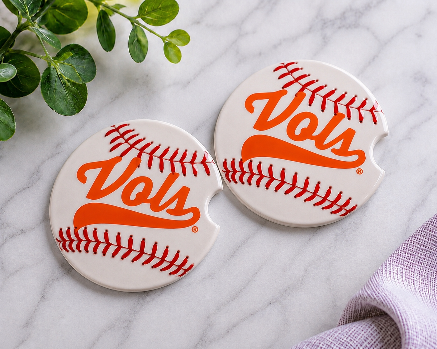 Tennessee Vols Baseball Car Coaster Set