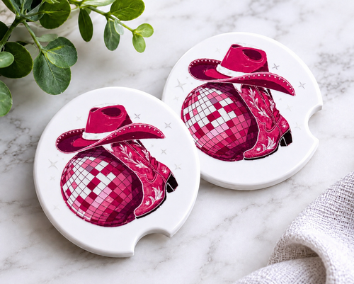 Disco Cowgirl Car Coaster Set
