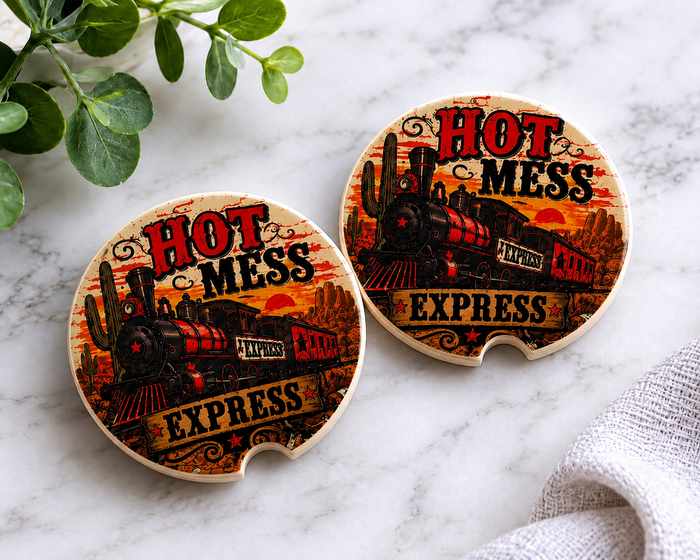 Hot Mess Express Train Car Coaster Set