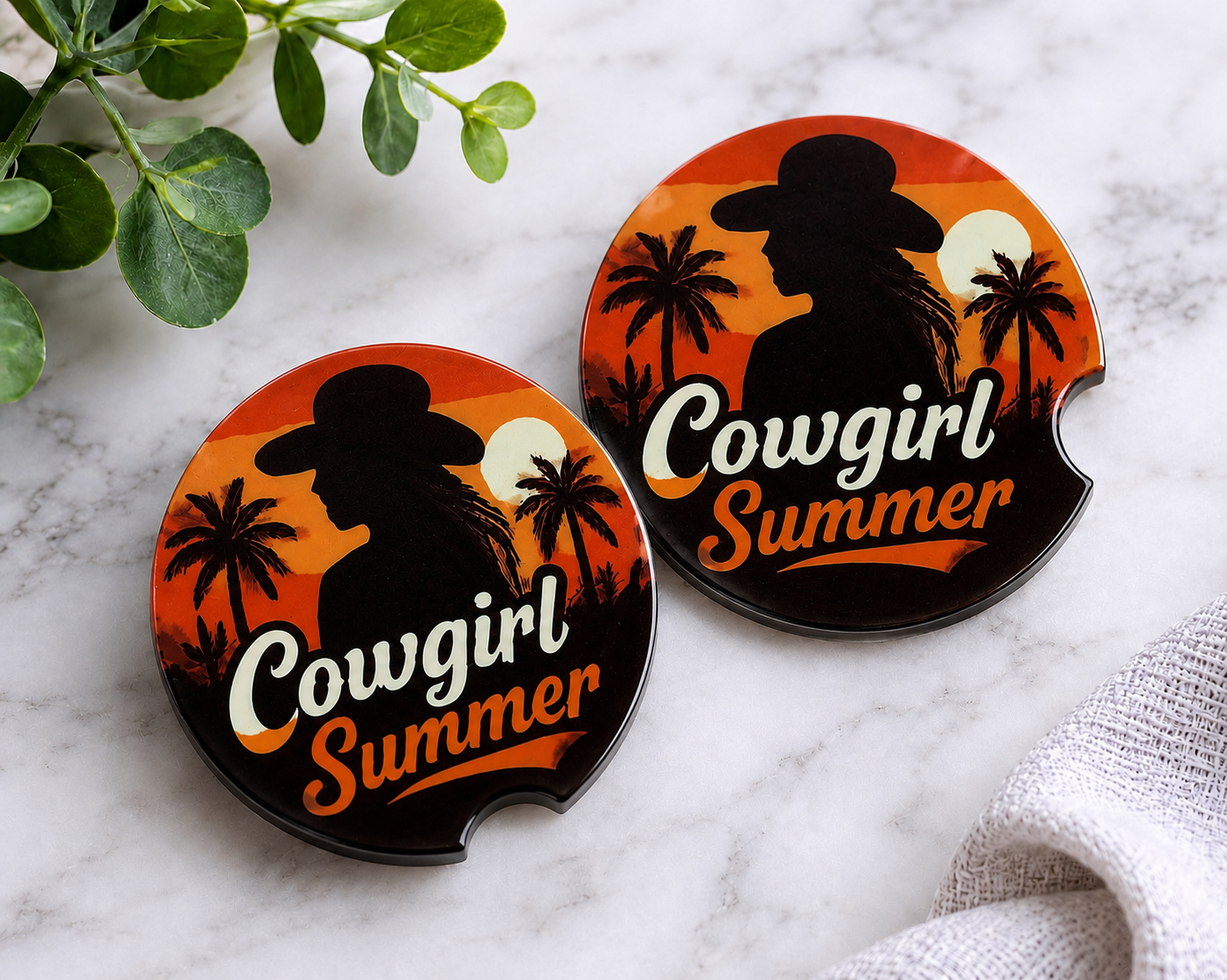 Cowgirl Summer Car Coaster Set
