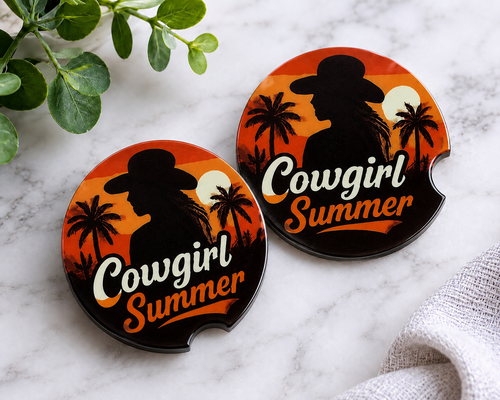 Cowgirl Summer Car Coaster Set